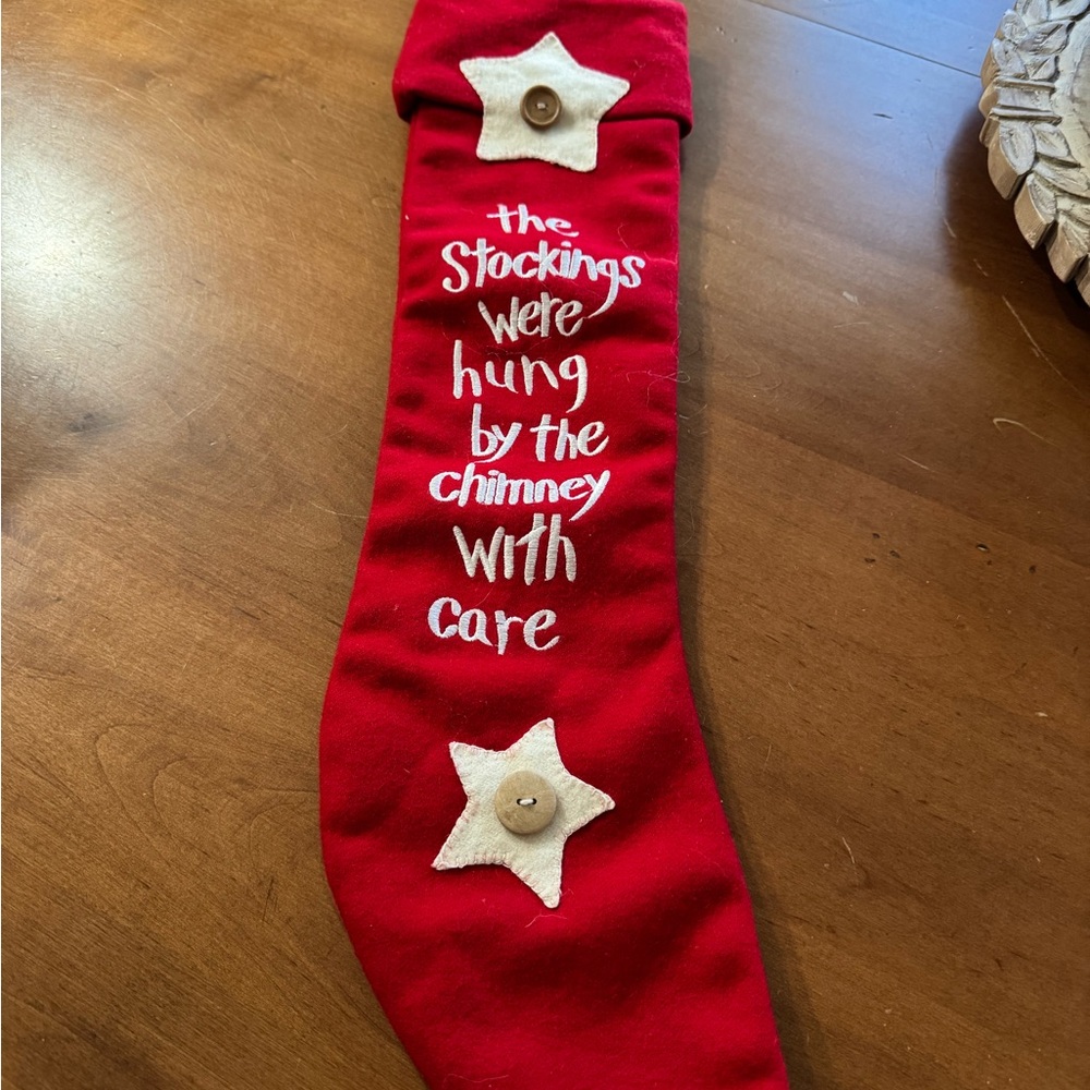 Source Unknown Red Stocking with White Stars